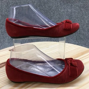 LL Bean Shoes Womens 7 M Casual Comfort Slip On Bow Ballet Flats Red Velvet - Picture 1 of 21