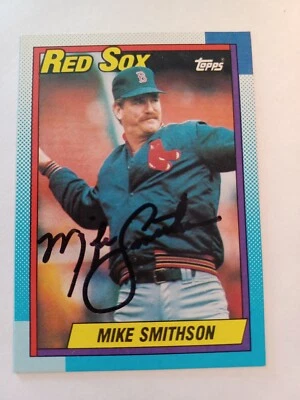 MIKE SMITHSON 1990 Topps # 188 autographed signed card RED SOX 90 Auto  - Image 1 of 3