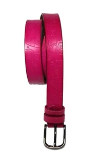 Women's Hot Pink Leather Belt Embossed Floral Pattern Women's Size 1X Fits 36-38 - Picture 1 of 2