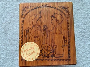 Vintage Wind Up Wooden Music Box and Bank, Plays "Go to sleep" - Picture 1 of 6