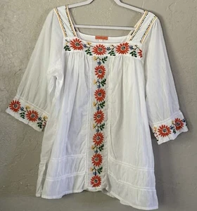 Varenya handbestickte mexikanische Volkskunst Bluse Boho Bauern Top L Oversized - Bild 1 von 22