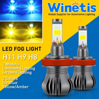 2Pcs H8 H11 Dual Color Switchback White Ice Blu Strobe LED Fog Light Bulbs - Image 1 of 4