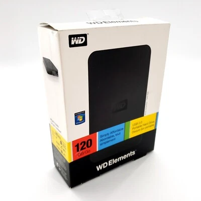 Western Digital WD Elements 120GB WDBAAR1200ABK Portable Hard Drive New Open Box - Image 1 of 4