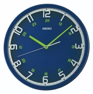 More details for seiko wall clock with blue face and blue case qxa789l