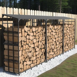 Kaminholzregal Außen Metall Brennholzregal Kaminholzständer Wetterfest 177cm XXL - Bild 1 von 17