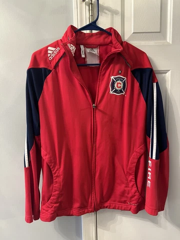 Chicago Fire Adidas Red & Navy Full Zip Jacket Climalite Size (Extra Small) (XS) Cover
