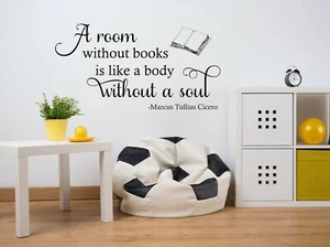Wall Quote "A room without books..." Homely Sticker Decal Decor Transfer - Picture 1 of 7