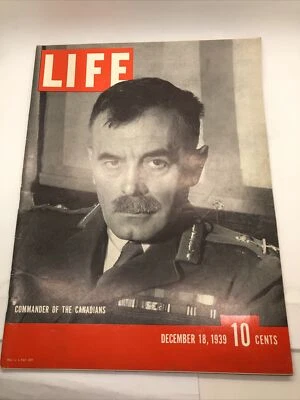 Vintage Life Magazine December 18, 1939 Commander Andrew G. L. McNaughton Foto 1 de 4