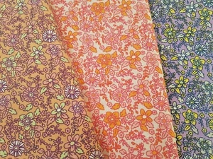 70's FLORAL PRINTED POLY COTTON FABRIC - WIDTH 112 CM - Picture 1 of 4