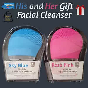 Facial Cleansing Brush Sonic Silicone Rechargeable Massager His and Her Gift - Picture 1 of 5