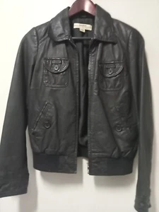 JUST JEANS Women’s Black Genuine Leather Jacket Size 10 - Picture 1 of 3