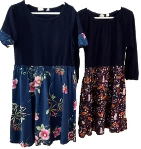 Gap Kids Girls Dresses Size Large (10) Lot of 2 Navy floral printed - Picture 1 of 12