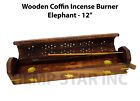 Wooden Coffin Insence Stick Cones Burner Incense Sticks Holder Box & Ash Catcher