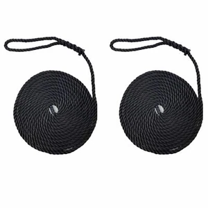 2 cuerdas de amarre Softline negras de 8 mm x 9 m C/W 10 pulgadas ojo suave, deformaciones, línea de barco - Imagen 1 de 8