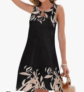 Women's Trendy Boho Floral Print, Sleeveless Summer Dress With Pockets, Medium - Picture 1 of 6