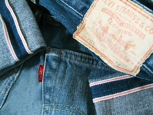*HOT LVC REPRO UNISEX LEVI'S 701 BIG E SELVEDGE TK Denim Jeans 27x34 (Fit 26x34) - Picture 1 of 19