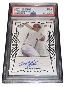 2021 NOLAN GORMAN #8/10 LEAF #NG1 TRINITY AUTO PSA 9 MINT ROOKIE POP 1 St. Louis - Bild 1 von 12