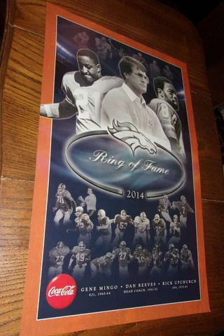 Denver Broncos RING OF FAME POSTER * REEVES MINGO UPCHURCH  11"x17" ex+/nrmt Cover