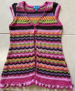 The Children’s Place Girls XL Multicolor Cap Sleeve Crochet Shell/Sweater Vest - Picture 1 of 12