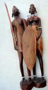 AFRICA, AFRIQUE, coppia di statue, Tribal Art, legno, wooden made - Picture 1 of 7
