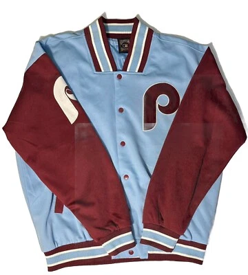 Philadelphia Phillies Cooperstown Collection Majestic Retro  Bomber Jacket Large - Image 1 of 4