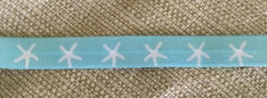 1 Yard 5/8" Light Blue Starfish Fold Over Elastic Hair Ties - Picture 1 of 2