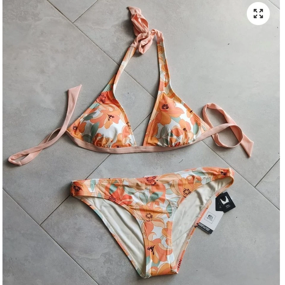 NUEVO Rip Curl Papaya Punch Halter Top y Bikini Traje de Baño Parte Inferior Conjunto Talla Grande Foto 1 de 3