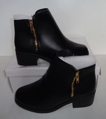 KRUSH Ladies Black New Ankle Boots Womens Zip Up Casual Shoes UK Sizes 4 5 6 7 8 - Image 1 of 4