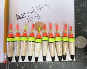 10 NEW WOOD SLIP FLOATS / BOBBERS PANFISH  ICE FISHING NO FREEZE UP ON LINE B62 - Picture 1 of 6