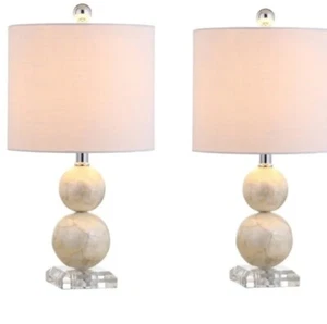 Ein Paar JONATHAN Y JYL1023A Bailey 19 Zoll Muschel LED Tisch Nachttisch Lampe* - Bild 1 von 7
