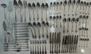 French Odiot Silver Plate 80+ Piece Flatware Set Fork, Spoon, Knife, Serving Etc - Picture 1 of 24