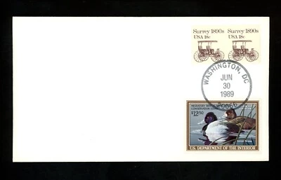 US FDC #RW56 Federal Duck No Cachet 1989 Washington DC HC Lesser Scaup - Image 1 of 2