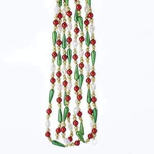9-Foot Gold, Red, Green and White Round Bead with Water Drop Beaded Garland - Picture 1 of 4