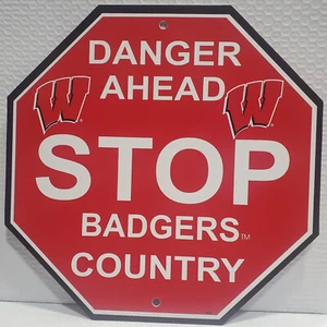 Wisconsin Badgers Plastic Stop Sign - NCAA - Picture 1 of 1