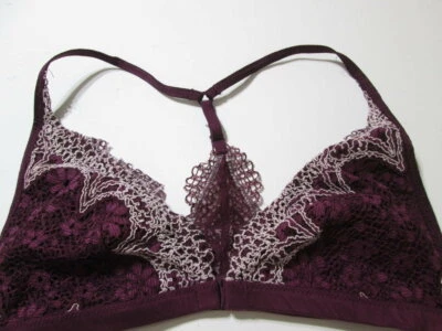 Sujetador Victoria Secret Talla S Borgoña Inalámbrico Sin Forro Espalda Corredora Cierre Frontal Foto 1 de 4