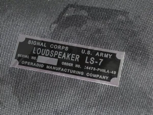 LABEL PLAQUETTE PLAQUE HP OPE RADIO LOUDSPEAKER LS7 jeep willys us ww2 - Imagen 1 de 1