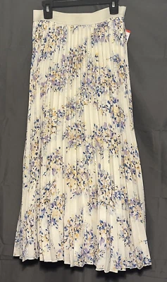 Falda Midi Plisada Vince Camuto X-Pequeña Azul Marfil Lavanda Forrada Para Mujer Nueva Foto 1 de 4