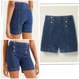 Boden Denim Fife Nautical Jean Short Size 14 High Rise Y2K Classic Comfort - Picture 1 of 9