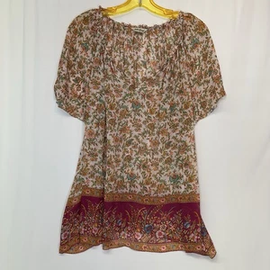 Lucky Brand Damen XL transparentes Boho Bauern Top geblümt leicht relaxed - Bild 1 von 4