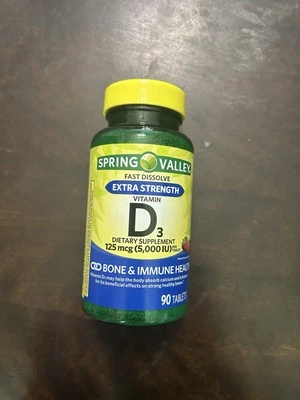Spring Valley Extra Fuerza Vitamina D3 Disolución Rápida 125 Mcg (5.000 UI) Foto 1 de 2