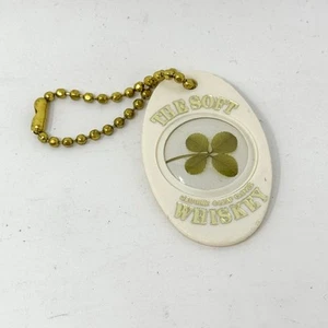 Lucky Genuine 4 Leaf Clover White Keychain Fob Vtg Delicious Calvert Extra - Picture 1 of 3