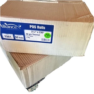 Rollos POS Alliance 3 1/8x230’ 48 Gm Rollos POS Térmicos 50 unidades sin BPA y BPS - Imagen 1 de 2