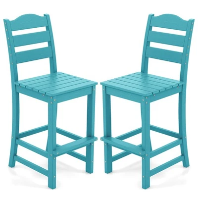 Taburete de bar HDPE para patio 2 piezas silla alta exterior respaldo reposapiés para todo tipo de clima Foto 1 de 4