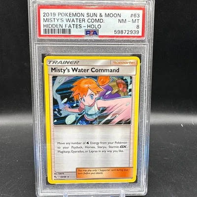 Misty's Water Command 63/68 Holo Rare PSA 8 Pokémon TCG 2019 Hidden Fates - Image 1 of 2