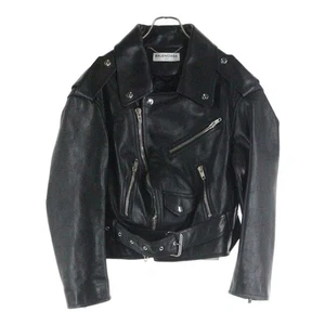 BALENCIAGA 16AW SWING TOP LEATHER JACKET 446474 TSH09 DOUBLE RIDERS BLACK Used 3 - Picture 1 of 8