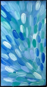 GLORIA PETYARRE, Highly Collectable Aboriginal Art, Medicine leaves,100cm x 50cm - Picture 1 of 3