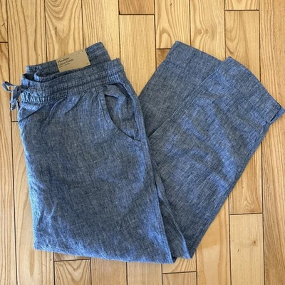 LL Beans Women’s Linen Pants Size 16 Regular NWT Blue - Image 1 of 4