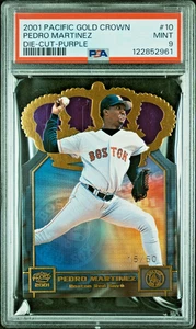 2001 PACIFIC GOLD CROWN DIE-CUT PURPLE #10 PEDRO MARTINEZ /50 PSA 9 MINT LOW POP - Picture 1 of 2