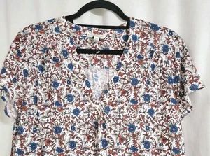Camiseta Floral Lucky Brand Talla Lg Nueva con Etiquetas Boho Country Cuello en V Manga Corta  - Imagen 1 de 8