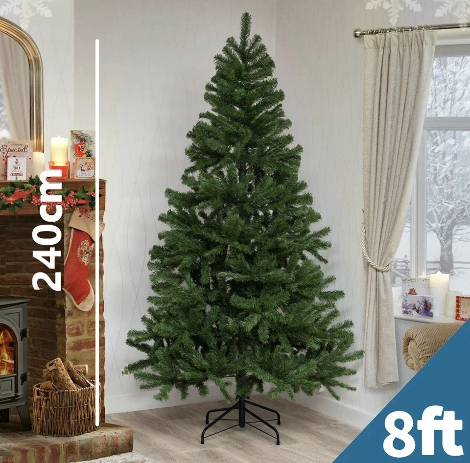 8FT CHRISTMAS TREE WITH STAND BUSHY TRADITIONAL ARTIFICIAL XMAS TREE HOME 8 FOOT - Image 1 of 1